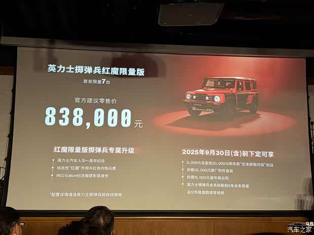 售价83.8万元！首发限量7台 英力士掷弹兵红魔限量版上市！